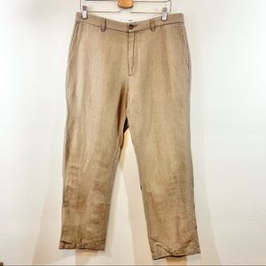 BANANA REPUBLIC Outlet Gavin Fit Linen Blend Beach Khaki Pants 34x30